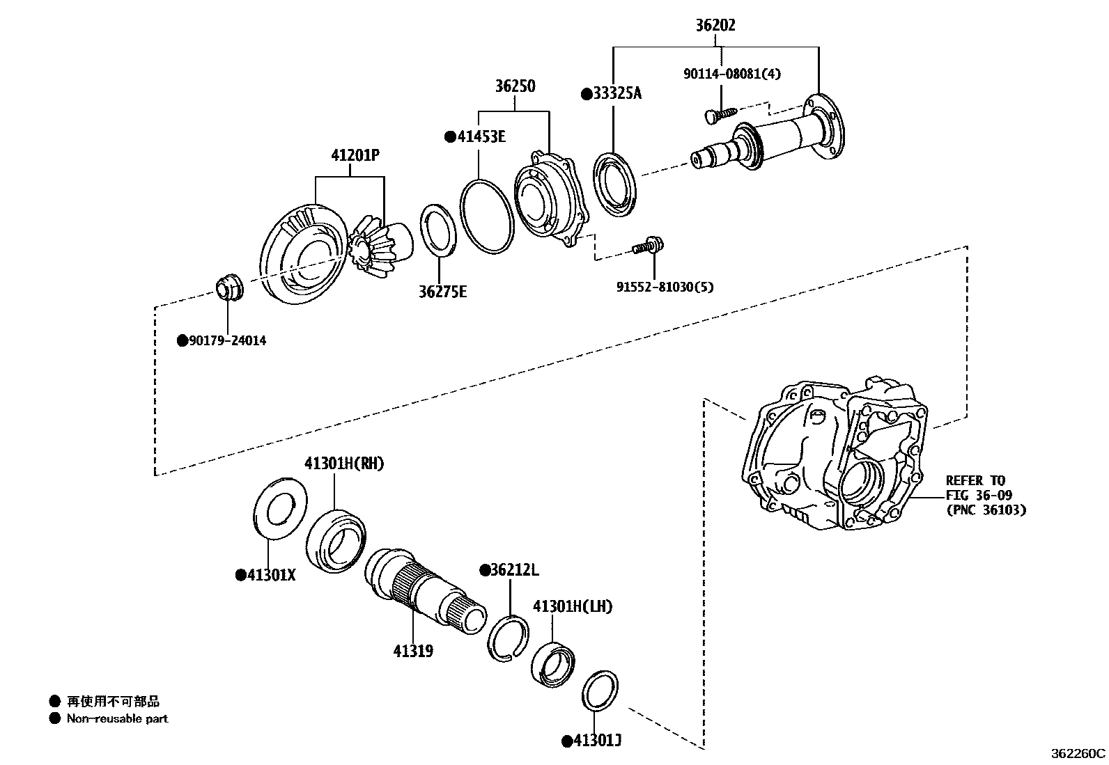 Toyota RAV4 Transfer Gear EPC diagram — 362260C
