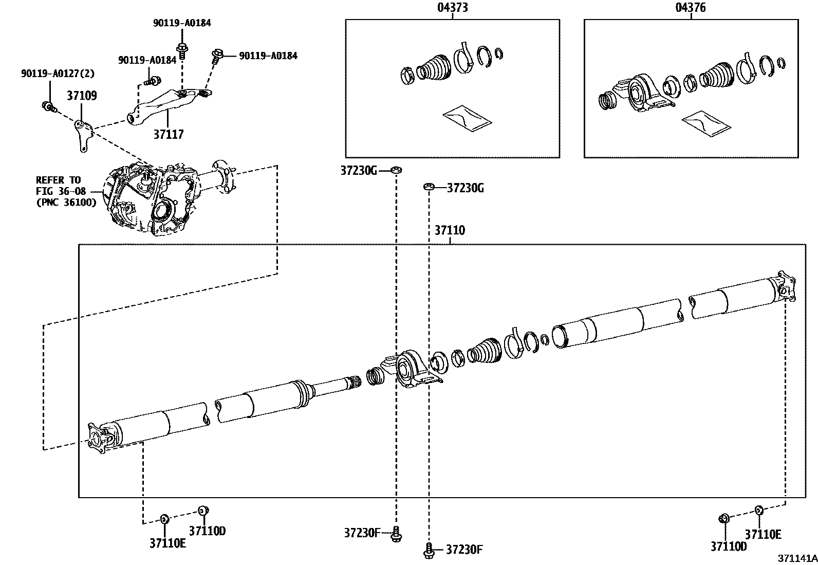 Toyota RAV4 Propeller Shaft & Universal Joint EPC diagram — 371141A