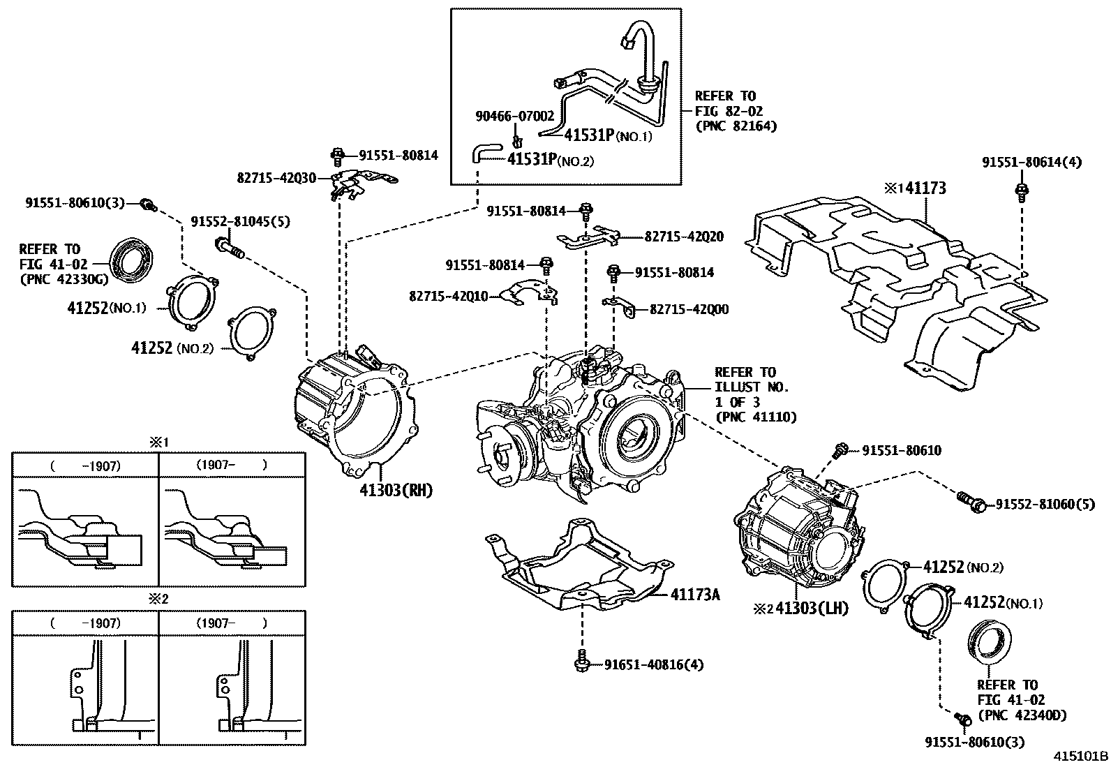 Toyota RAV4 后桥壳和差速器 EPC diagram — 415101B