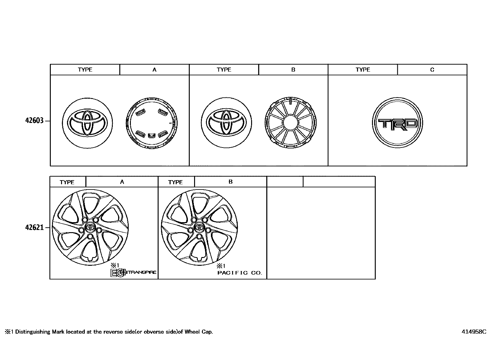Toyota RAV4 车轮和车轮盖 EPC diagram — 414958C