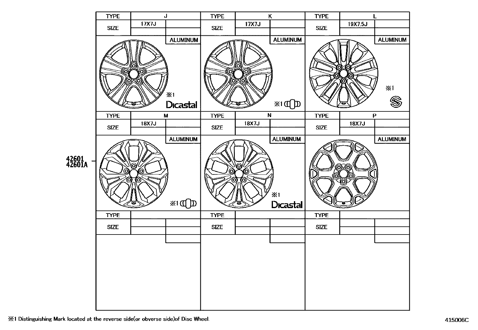 Toyota RAV4 车轮和车轮盖 EPC diagram — 415006C