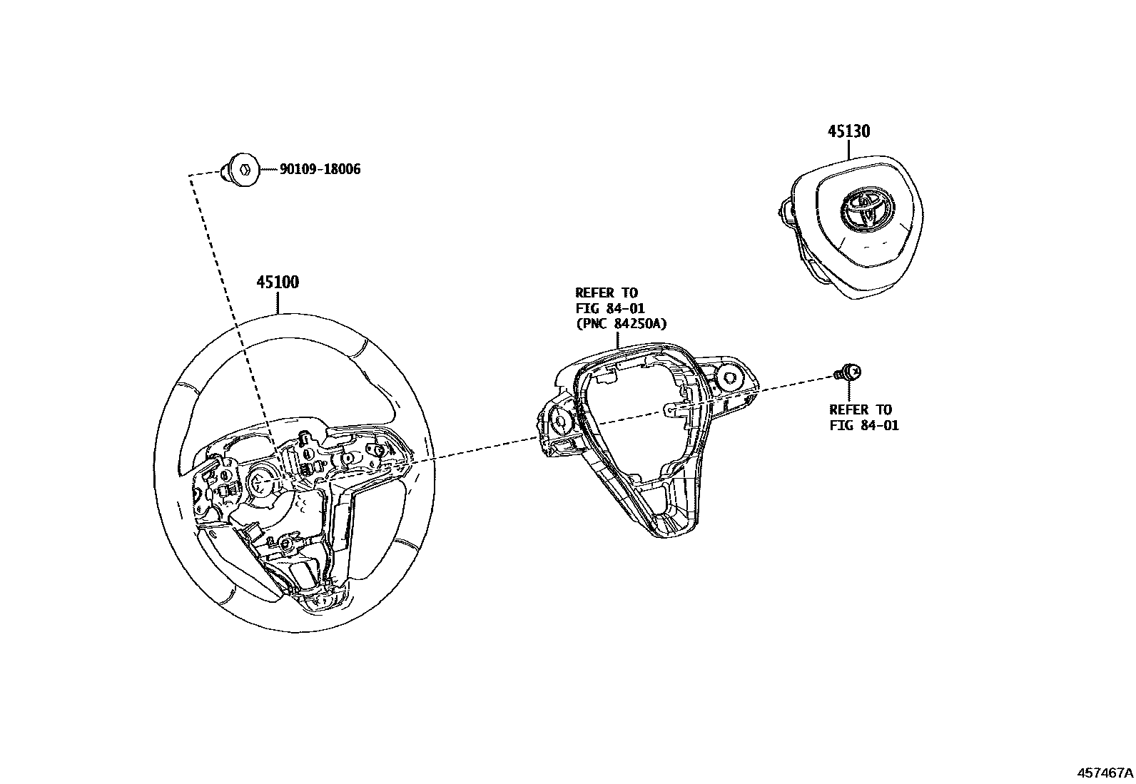 Toyota RAV4 Steering Wheel EPC diagram — 457467A