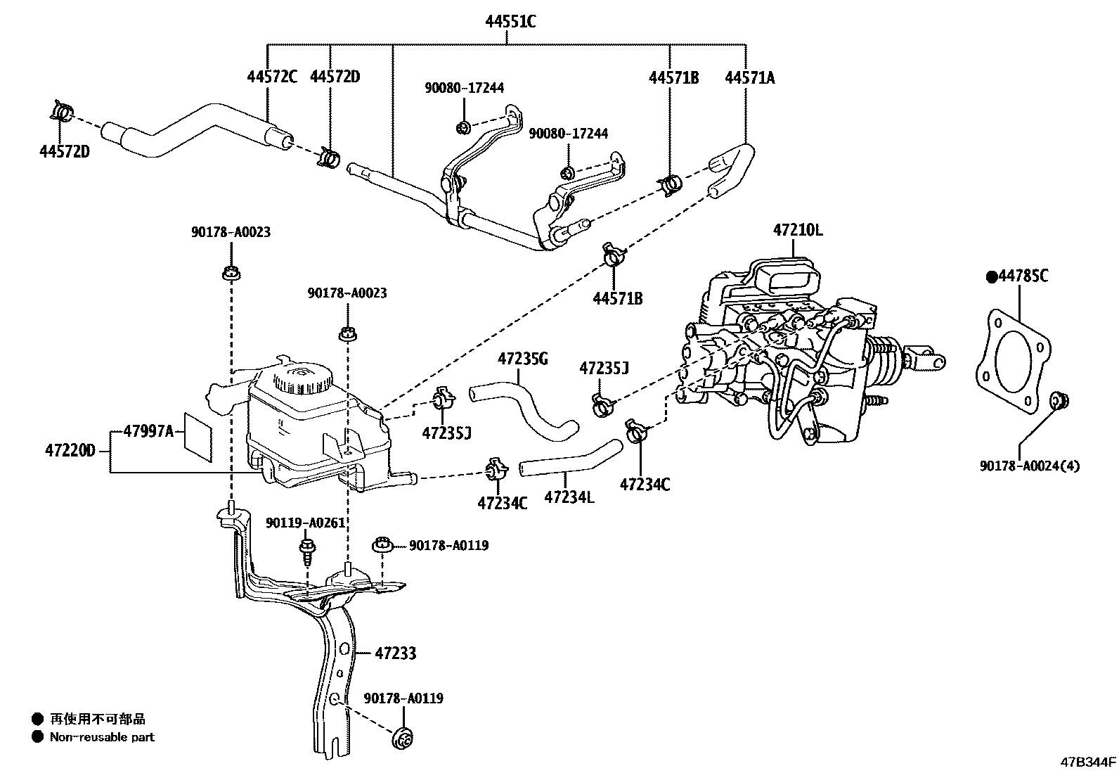 Toyota RAV4 制动总泵 EPC diagram — 47B344F