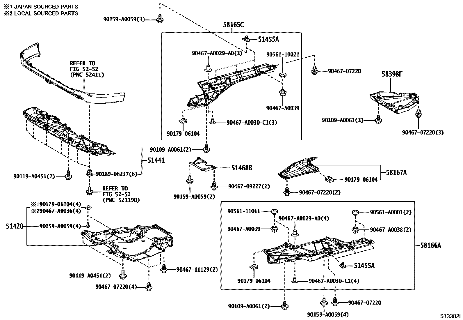 Toyota RAV4 悬架横梁和发动机底罩 EPC diagram — 513382I
