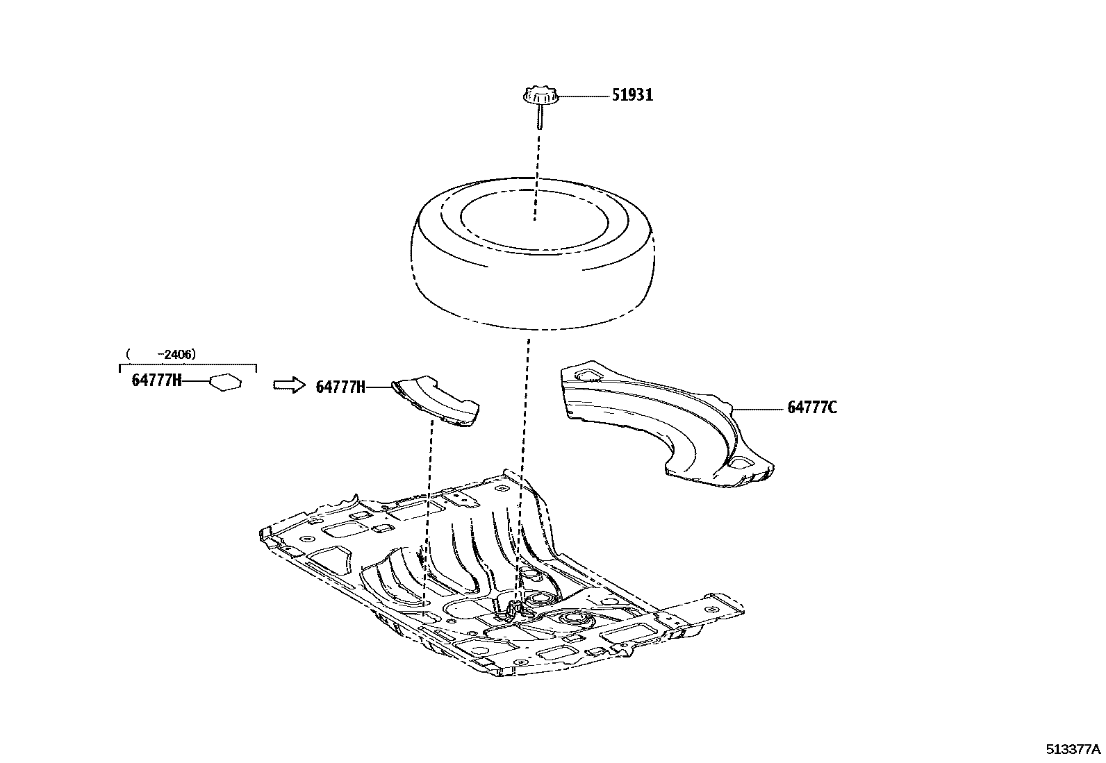 Toyota RAV4 Spare tire rack EPC diagram — 513377A
