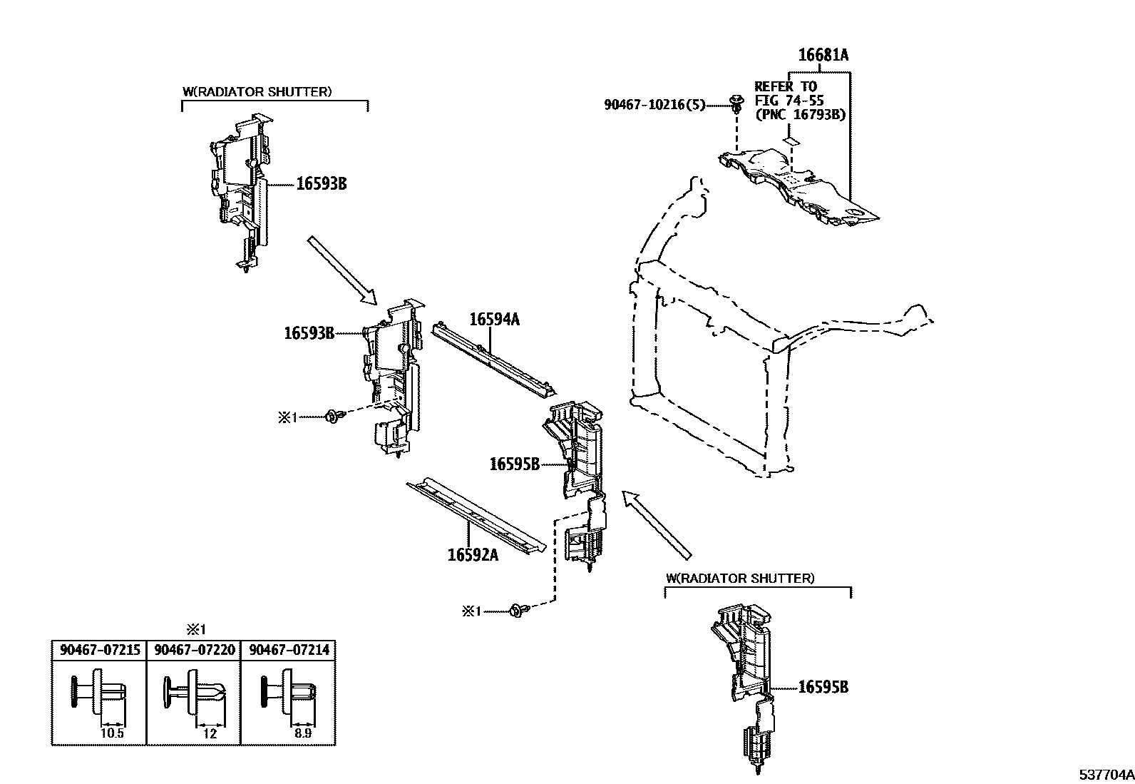Toyota RAV4 前翼子板挡泥板和前围板 EPC diagram — 537704A