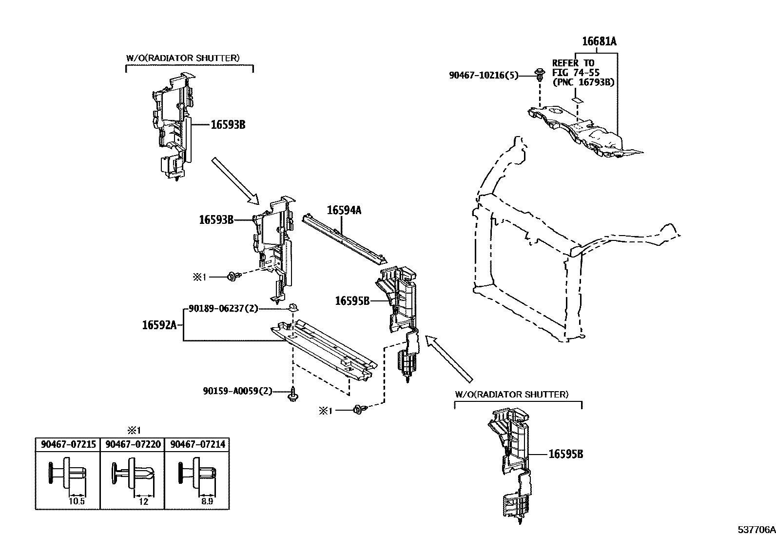 Toyota RAV4 前翼子板挡泥板和前围板 EPC diagram — 537706A