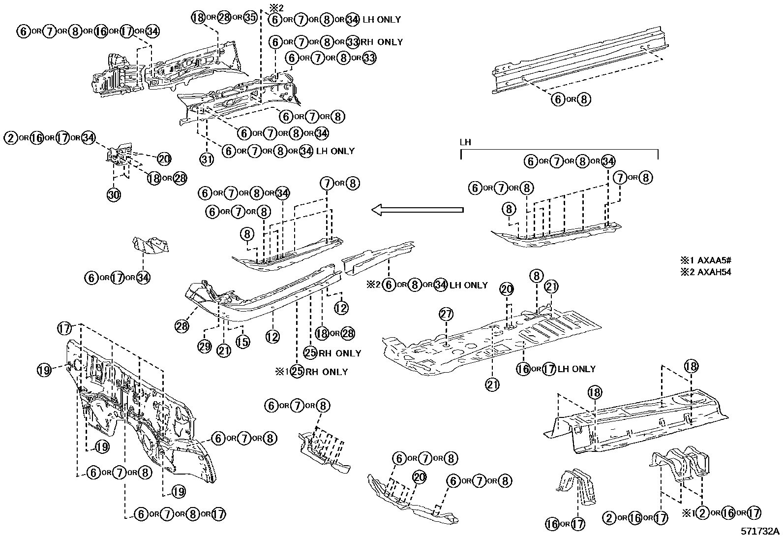 Toyota RAV4 hole plug EPC diagram — 571732A