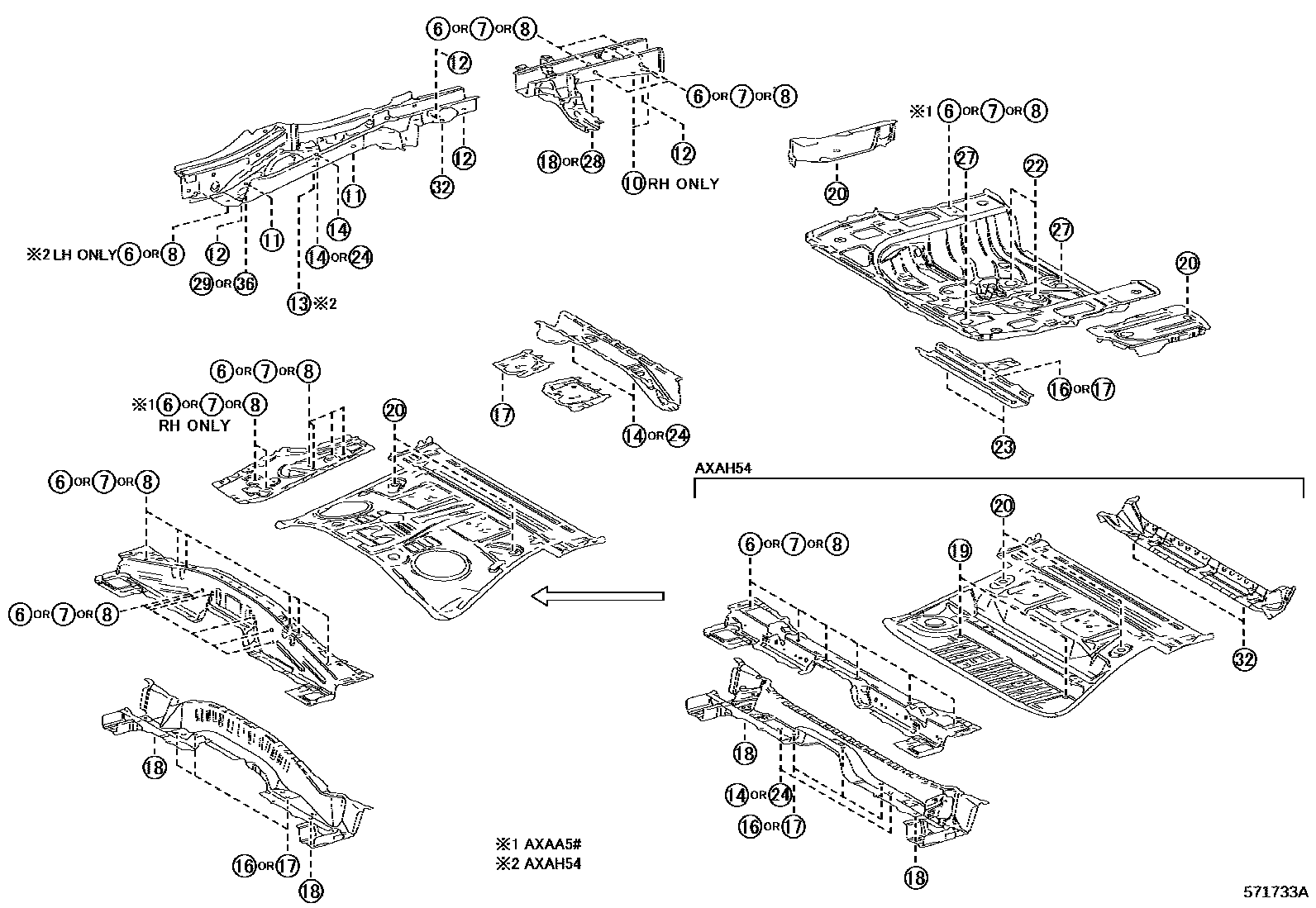 Toyota RAV4 hole plug EPC diagram — 571733A