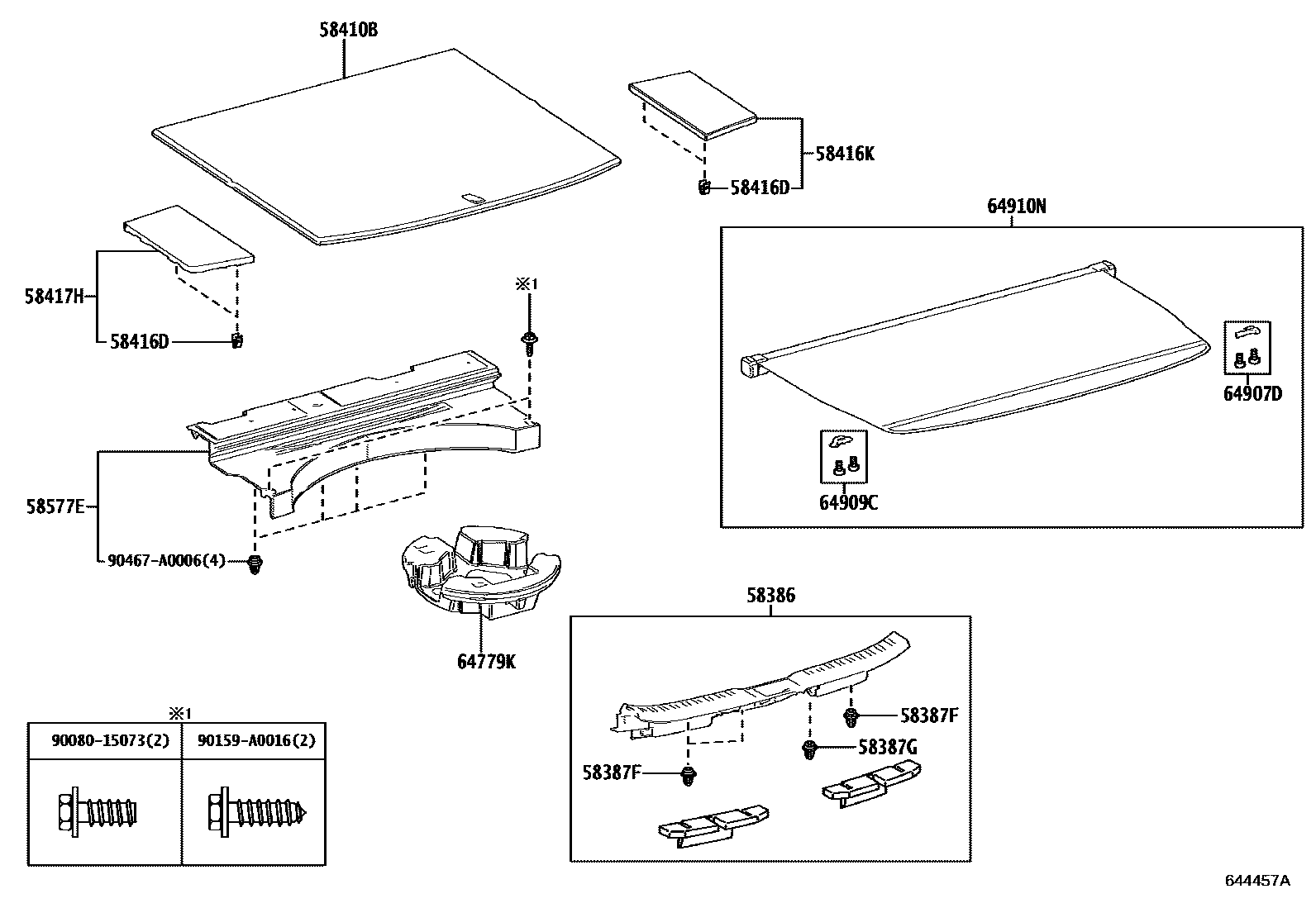 Toyota RAV4 底板和底板装饰罩 EPC diagram — 644457A