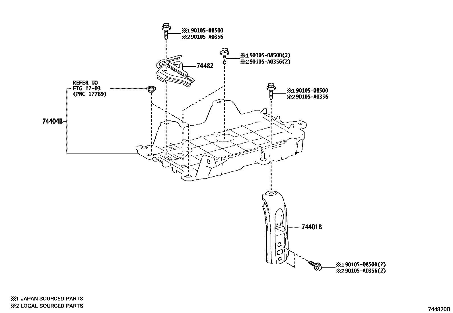 Toyota RAV4 battery holder EPC diagram — 744820B