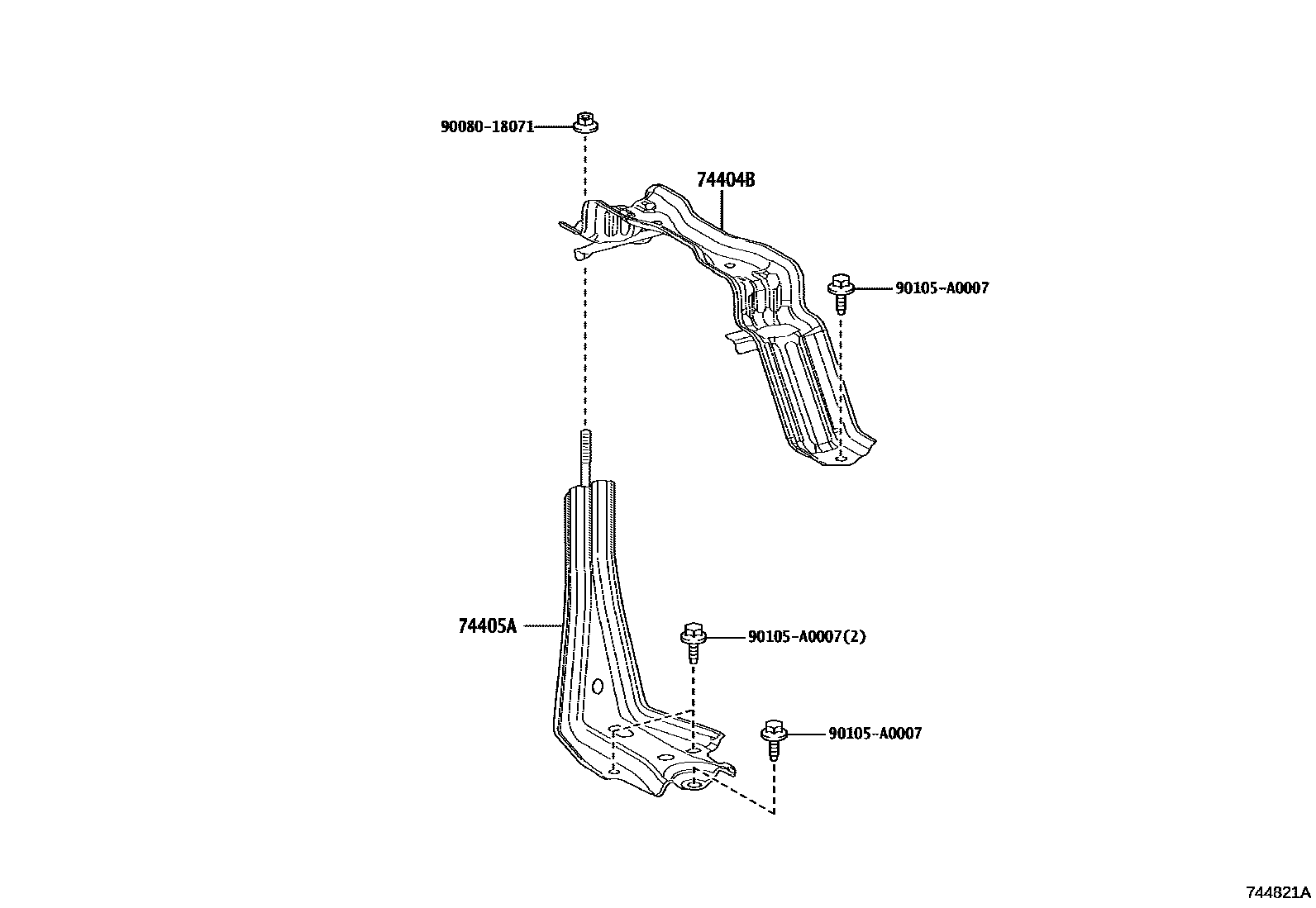 Toyota RAV4 battery holder EPC diagram — 744821A
