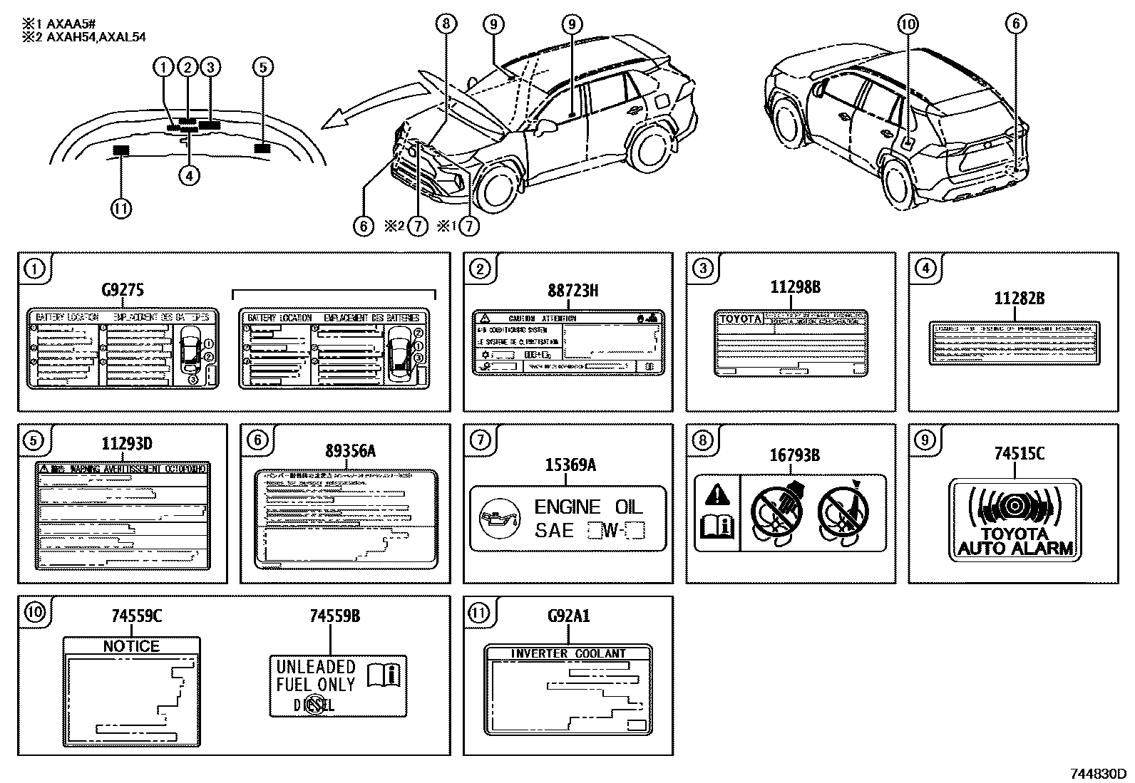 Toyota RAV4 warning nameplate EPC diagram — 744830D