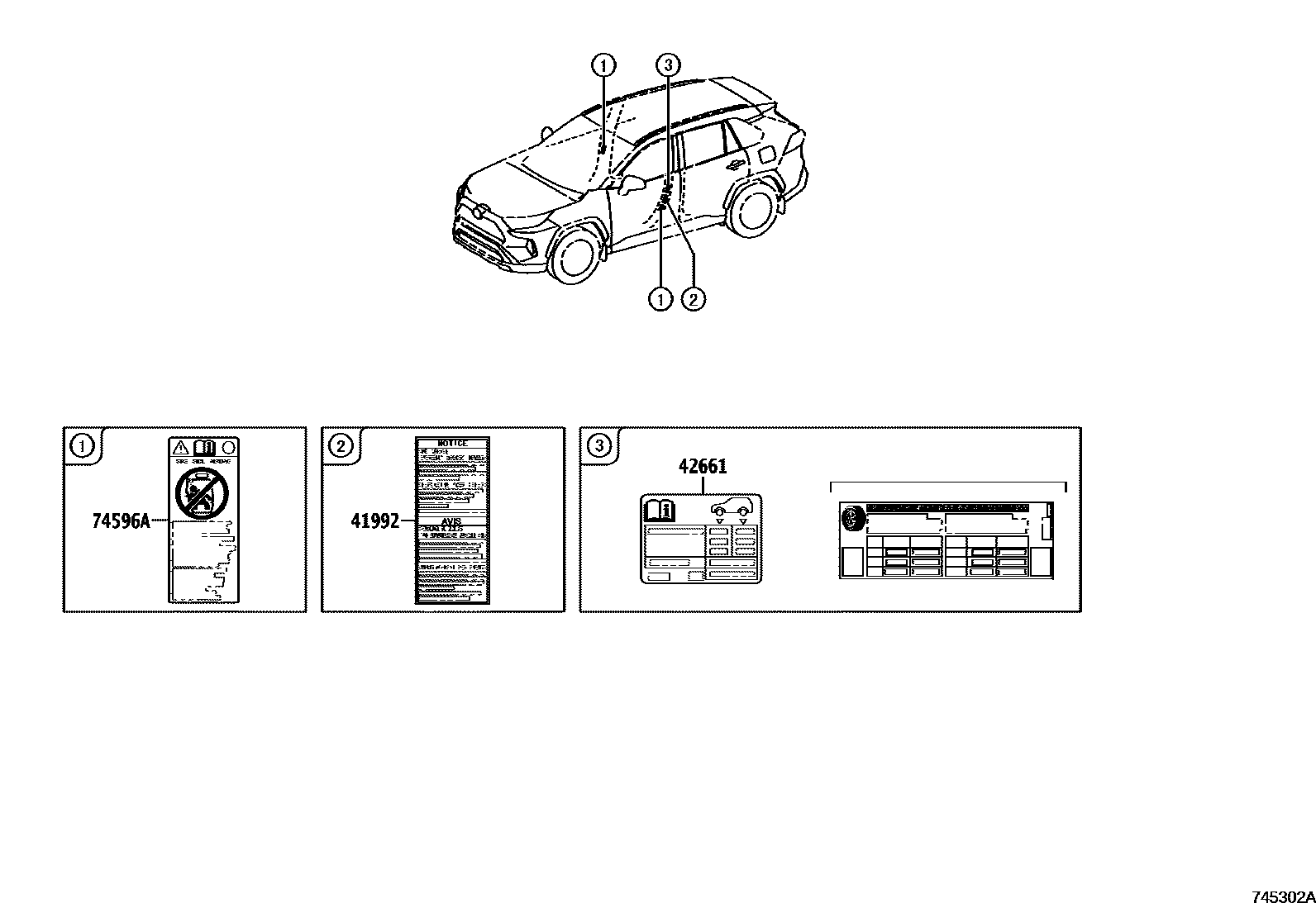Toyota RAV4 warning nameplate EPC diagram — 745302A