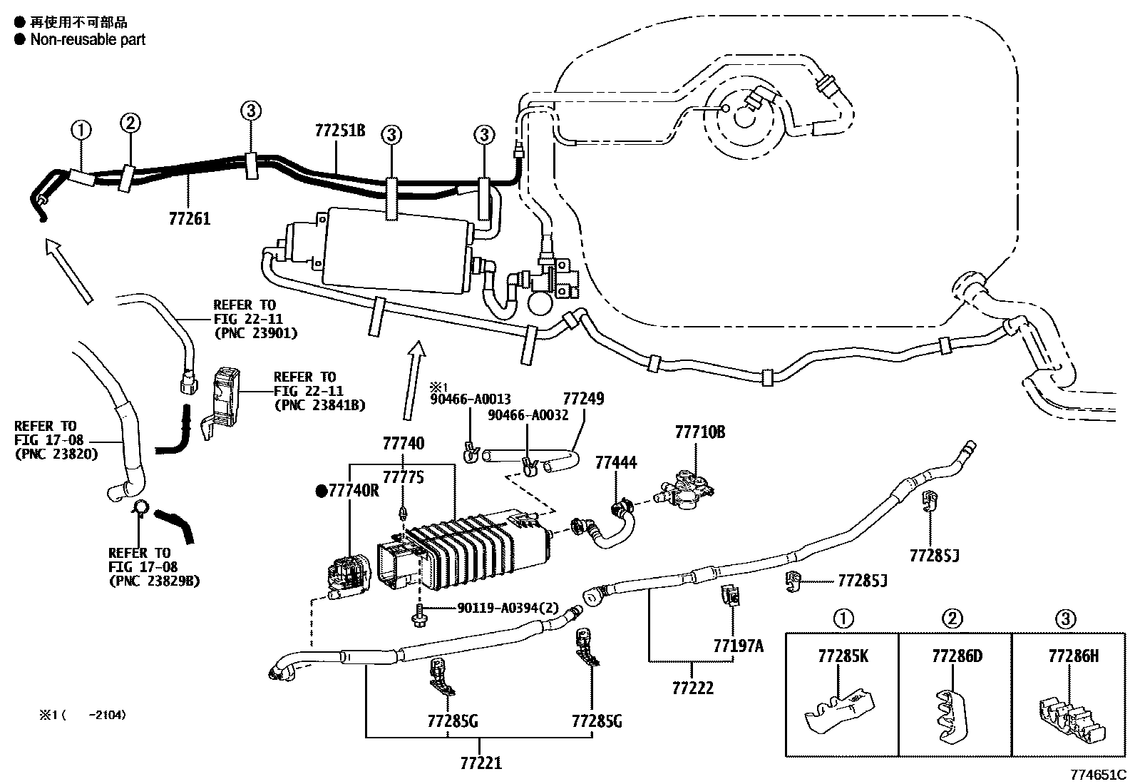 Toyota RAV4 燃油箱和燃油管 EPC diagram — 774651C