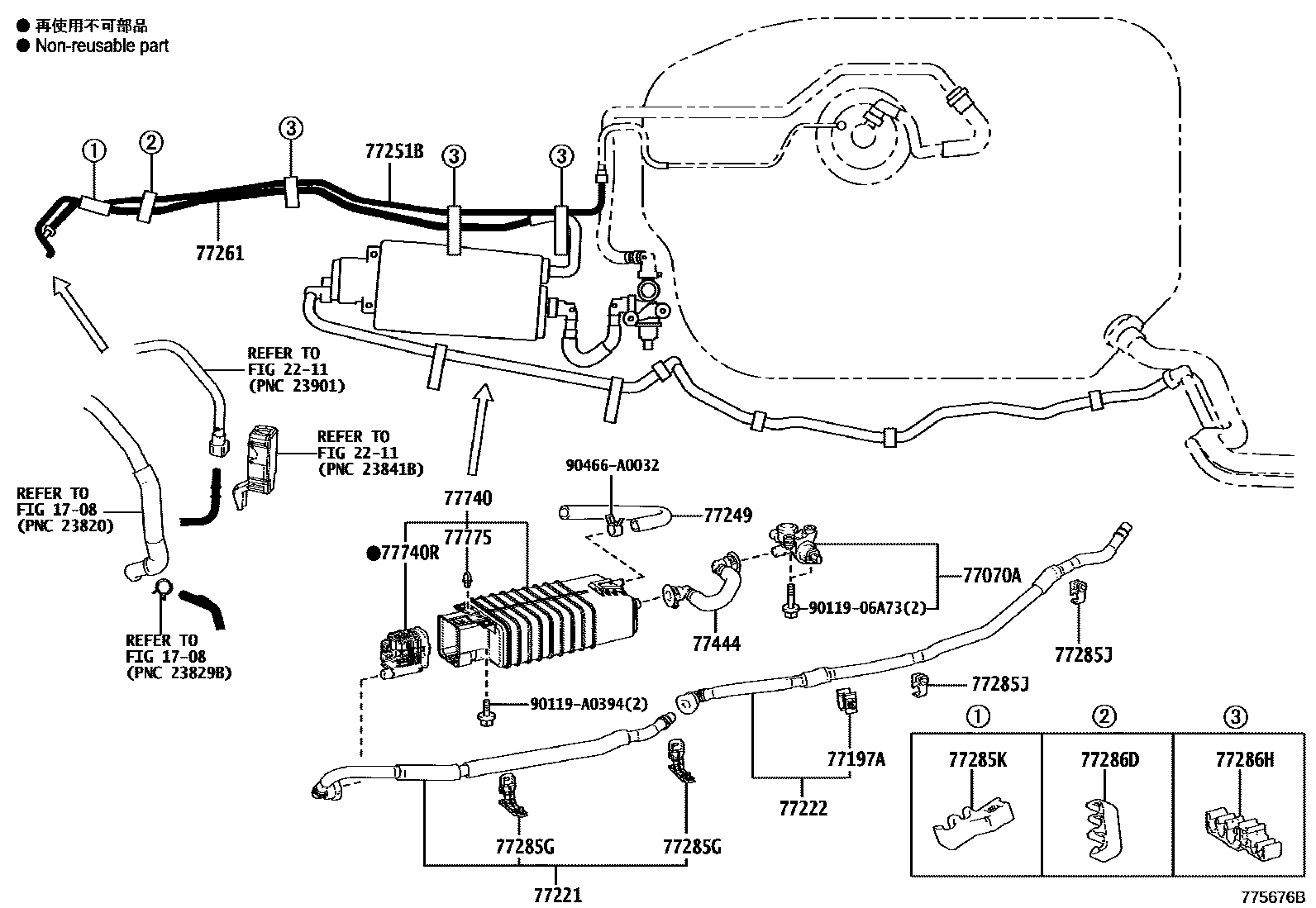 Toyota RAV4 燃油箱和燃油管 EPC diagram — 775676B