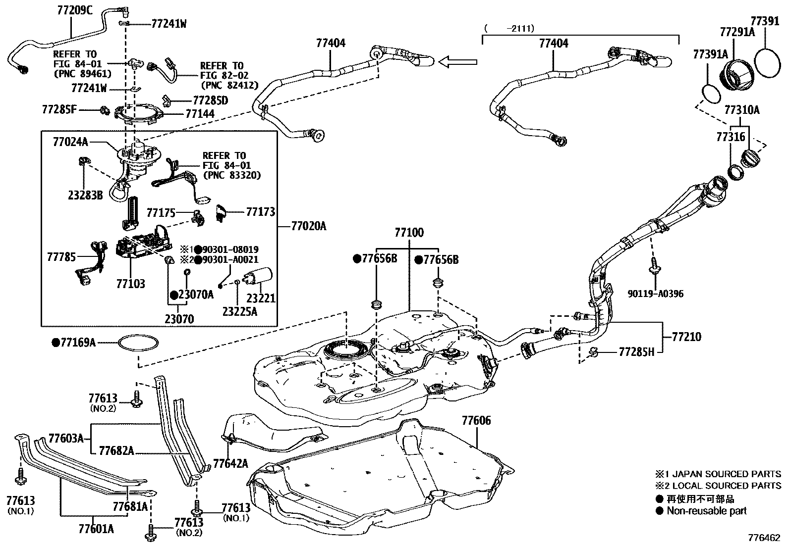 Toyota RAV4 燃油箱和燃油管 EPC diagram — 776462