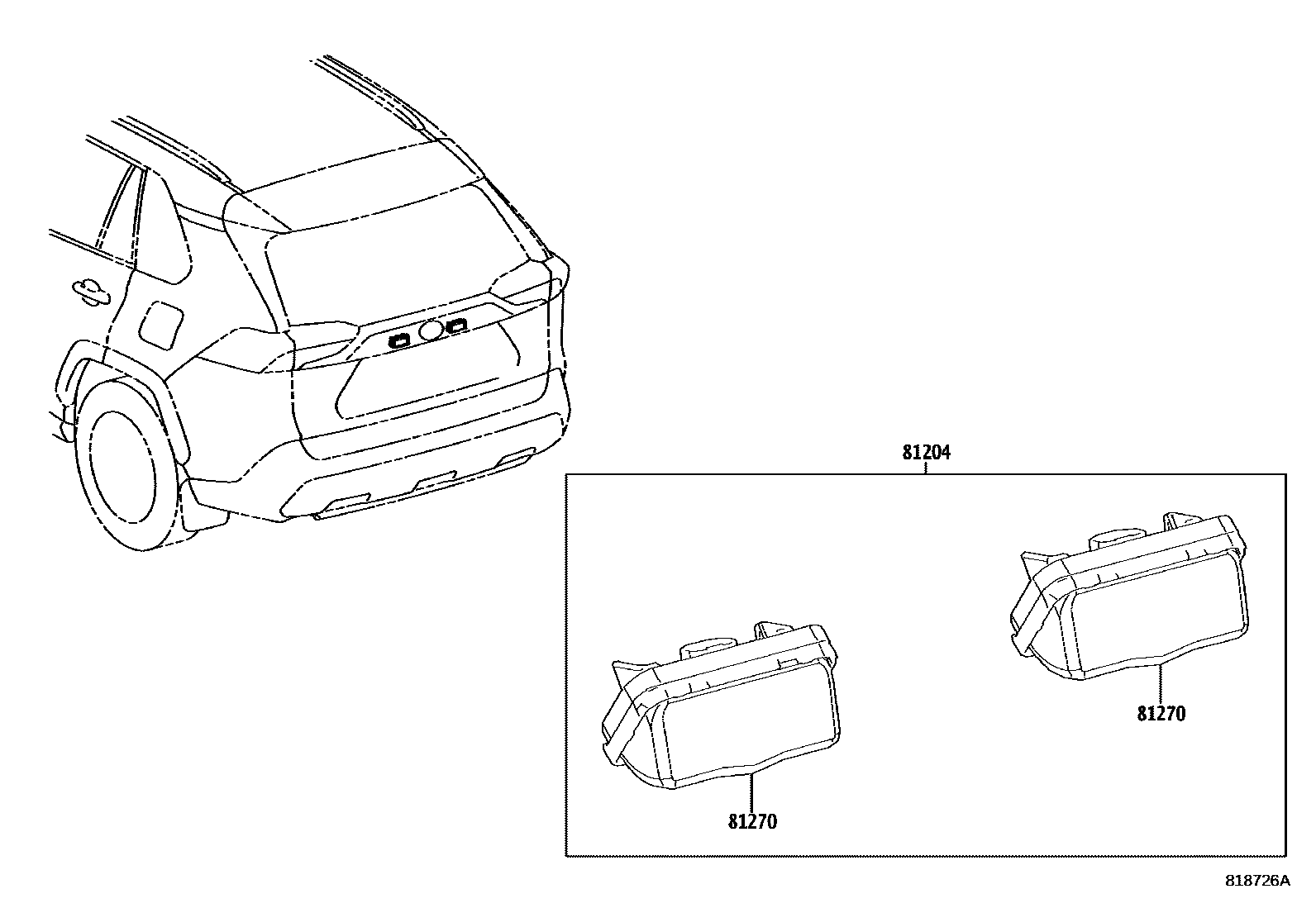 Toyota RAV4 后牌照灯 EPC diagram — 818726A