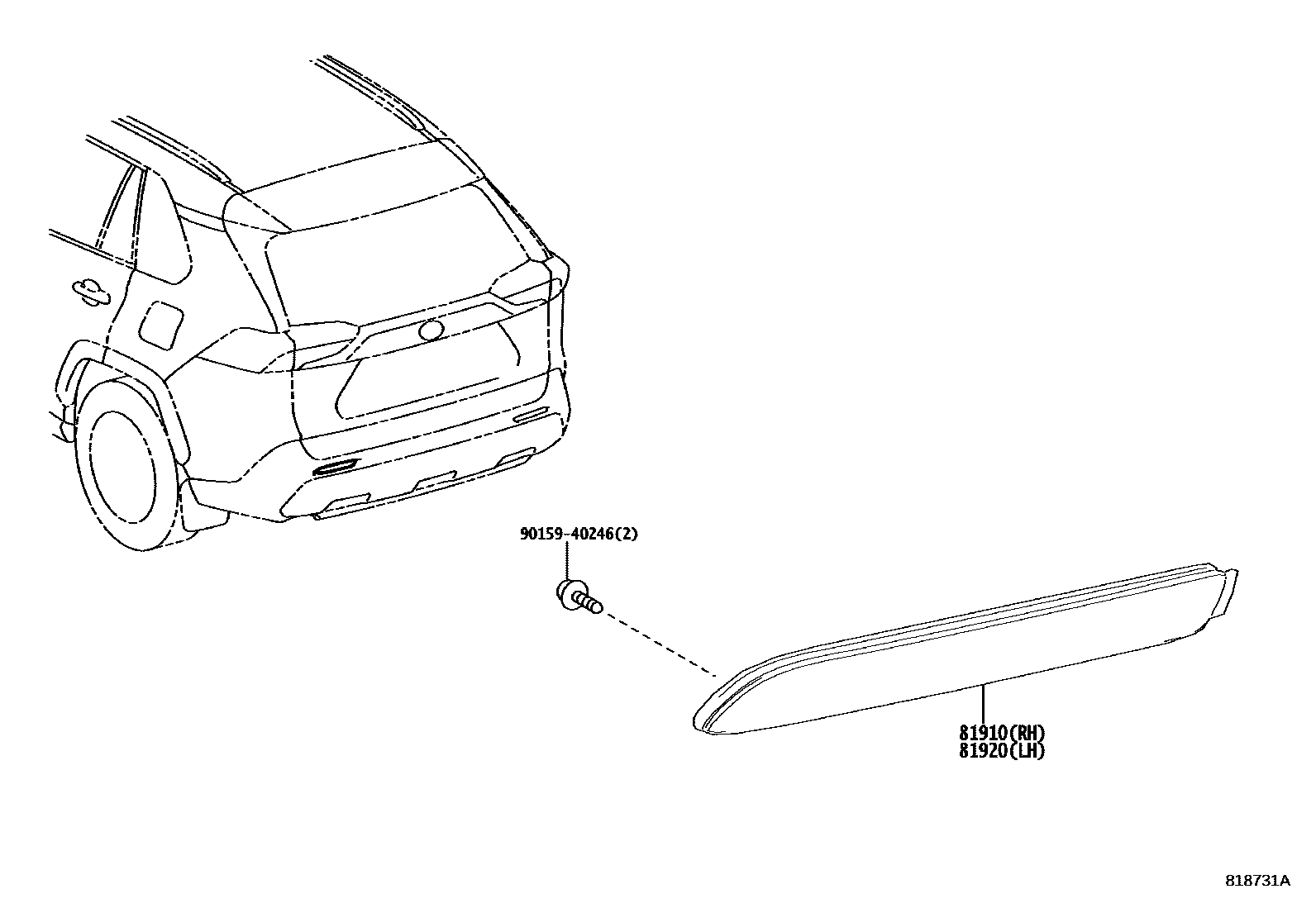 Toyota RAV4 reflector EPC diagram — 818731A
