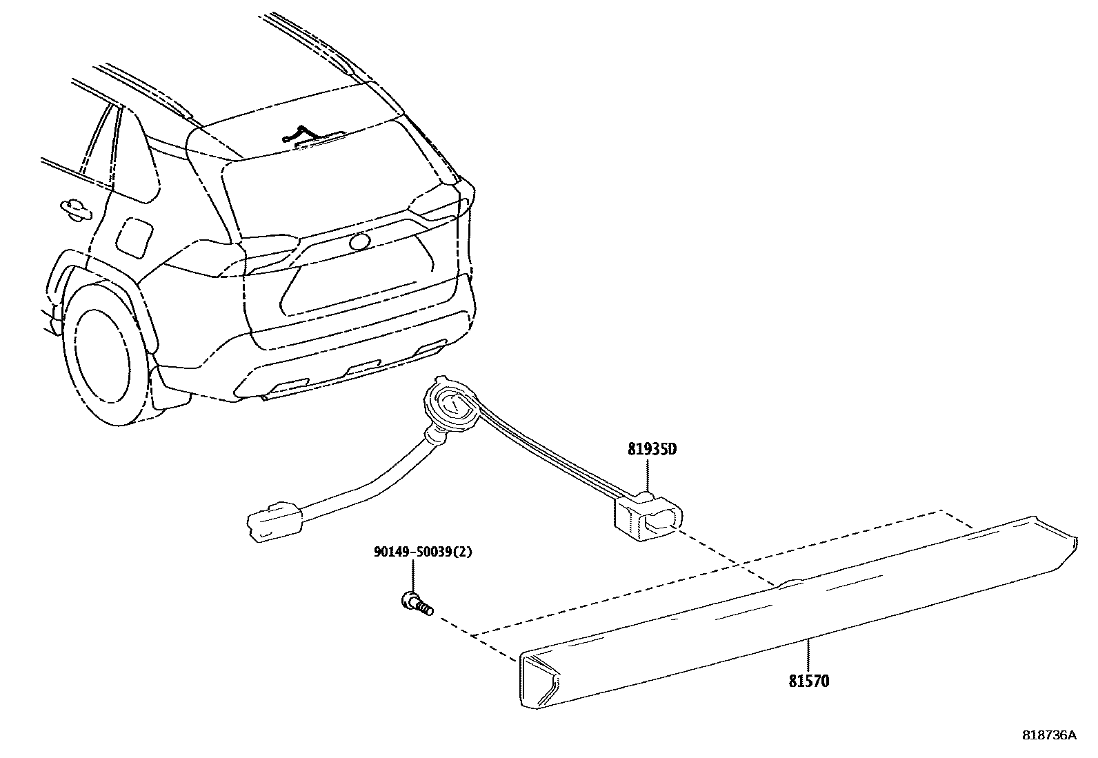 Toyota RAV4 高位刹车灯 EPC diagram — 818736A