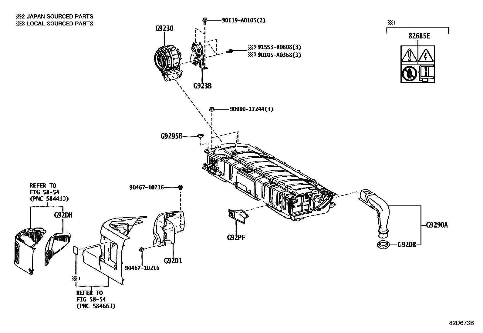 Toyota RAV4 蓄电池和蓄电池电缆 EPC diagram — 82D673B