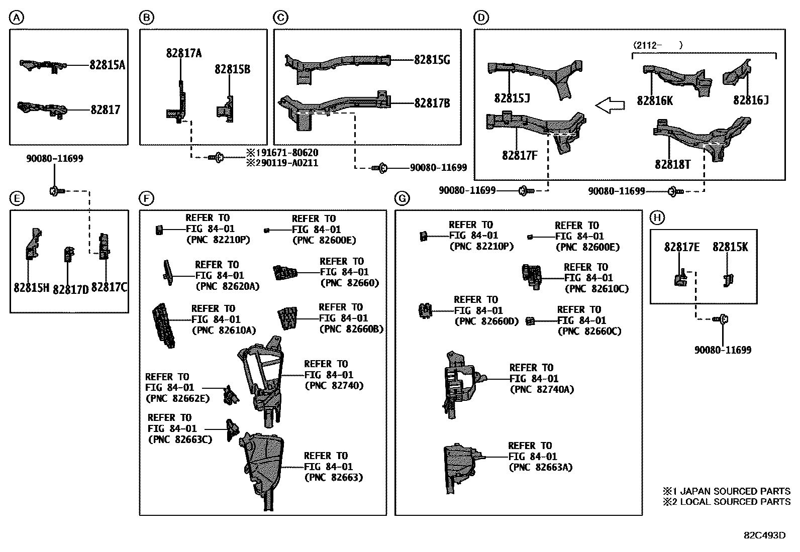 Toyota RAV4 线束和卡夹 EPC diagram — 82C493D