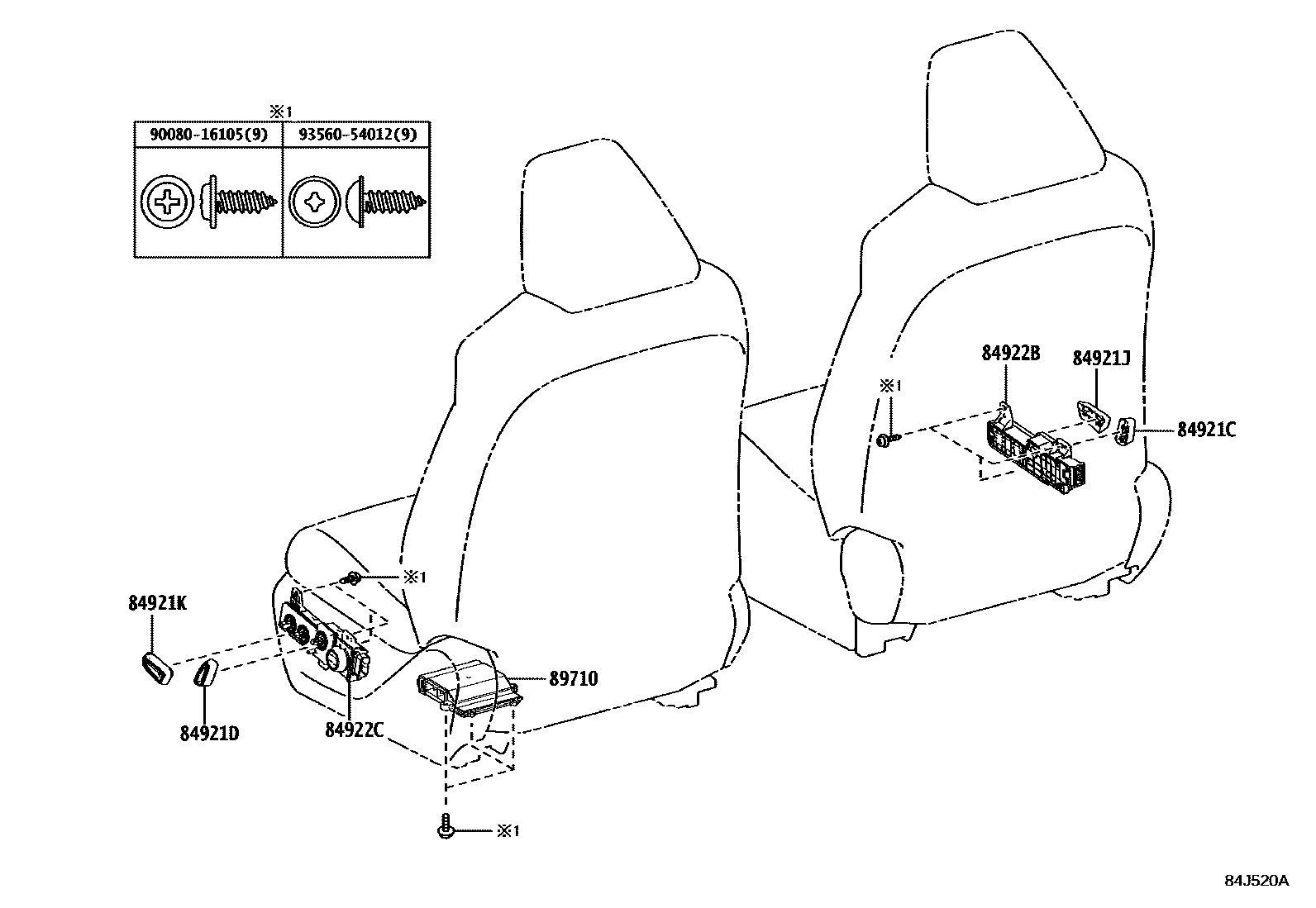 Toyota RAV4 开关和继电器和ECU EPC diagram — 84J520A