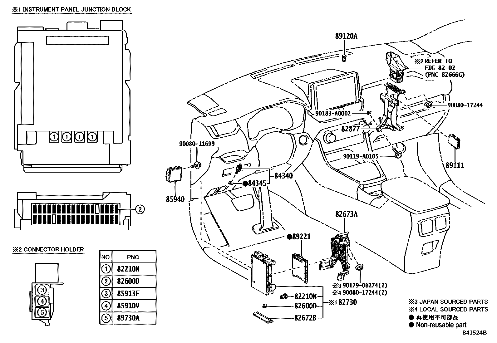 Toyota RAV4 开关和继电器和ECU EPC diagram — 84J524B