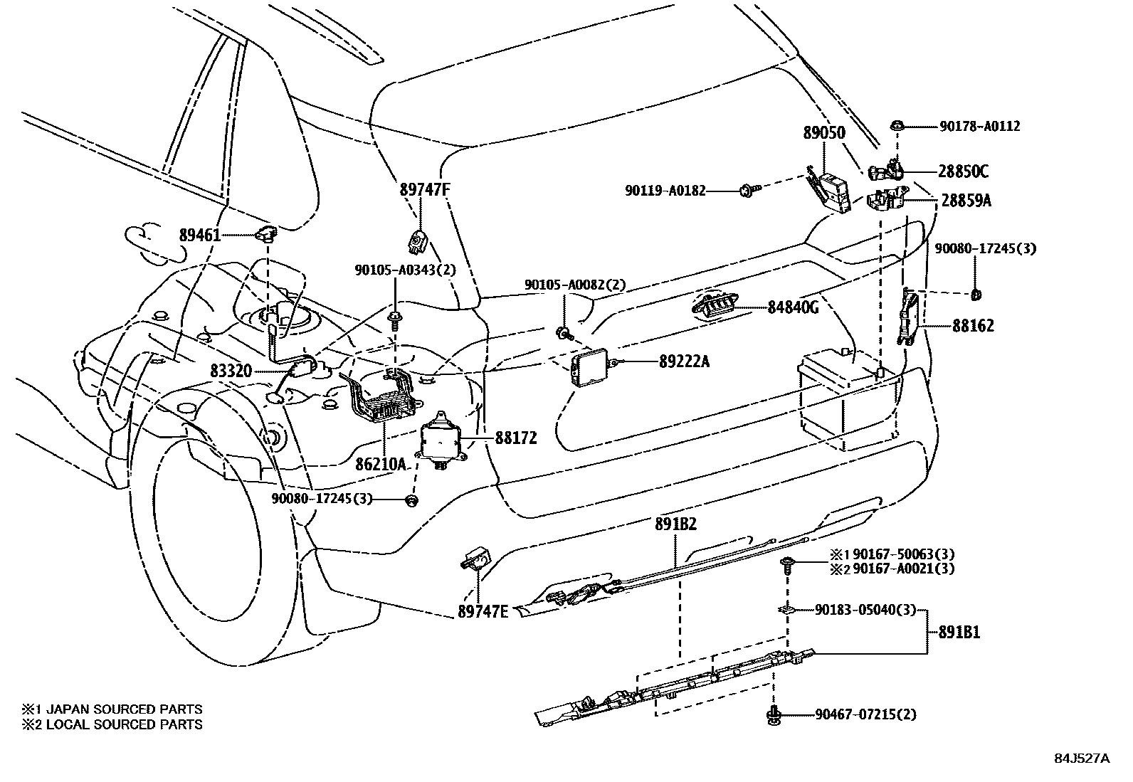 Toyota RAV4 开关和继电器和ECU EPC diagram — 84J527A