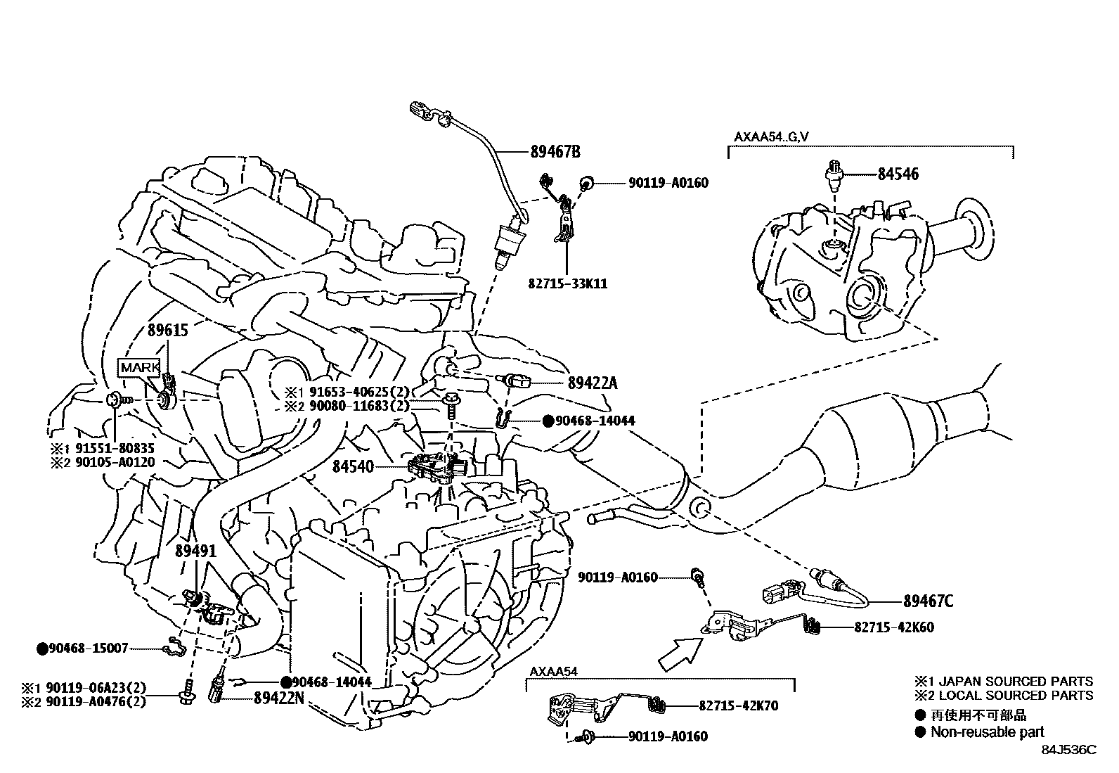 Toyota RAV4 开关和继电器和ECU EPC diagram — 84J536C