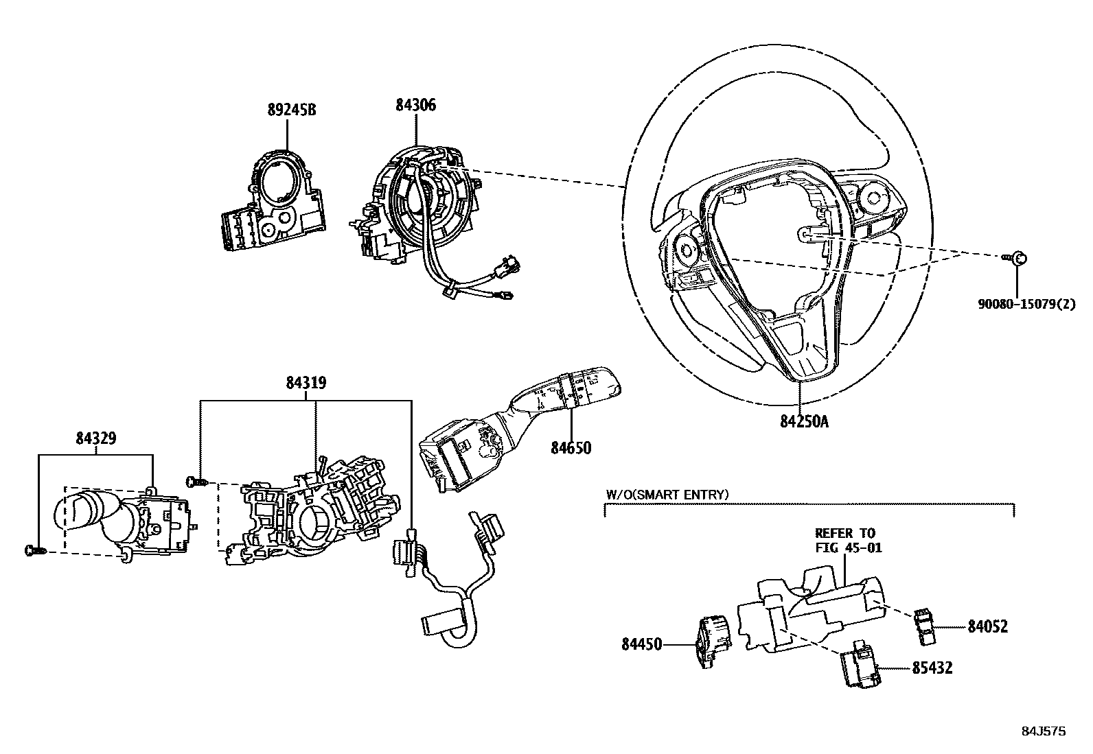 Toyota RAV4 开关和继电器和ECU EPC diagram — 84J575