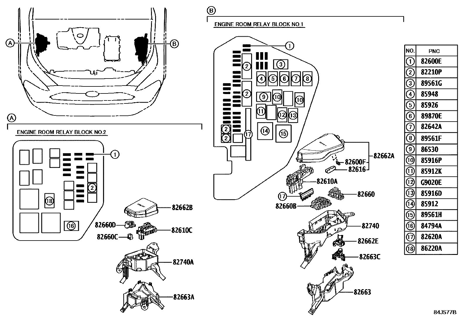 Toyota RAV4 开关和继电器和ECU EPC diagram — 84J577B