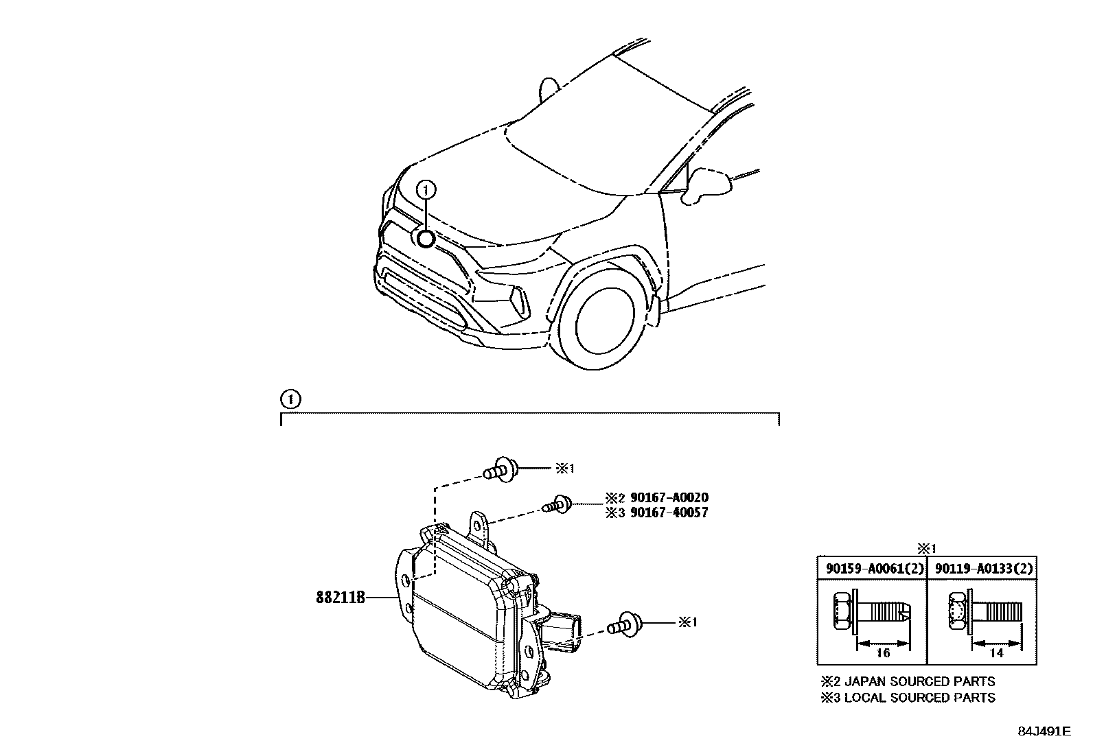 Toyota RAV4 巡航控制(自动行驶) EPC diagram — 84J491E