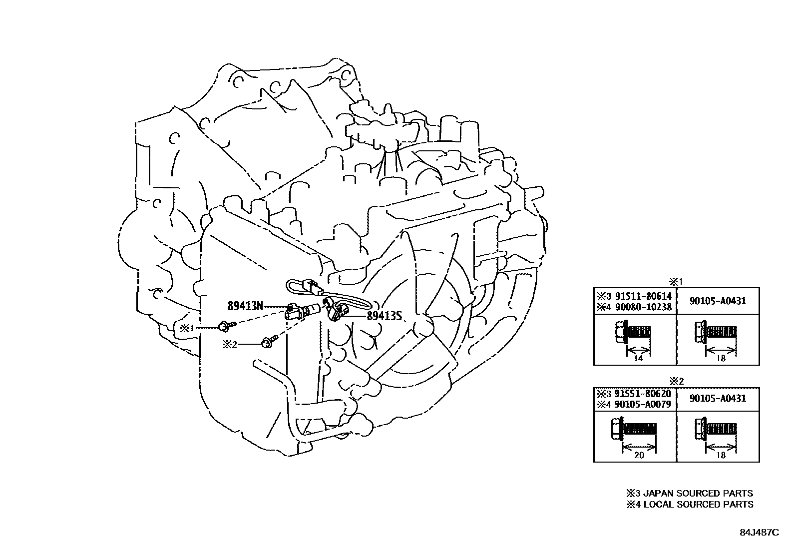 Toyota RAV4 超速档和电子控制变速器 EPC diagram — 84J487C