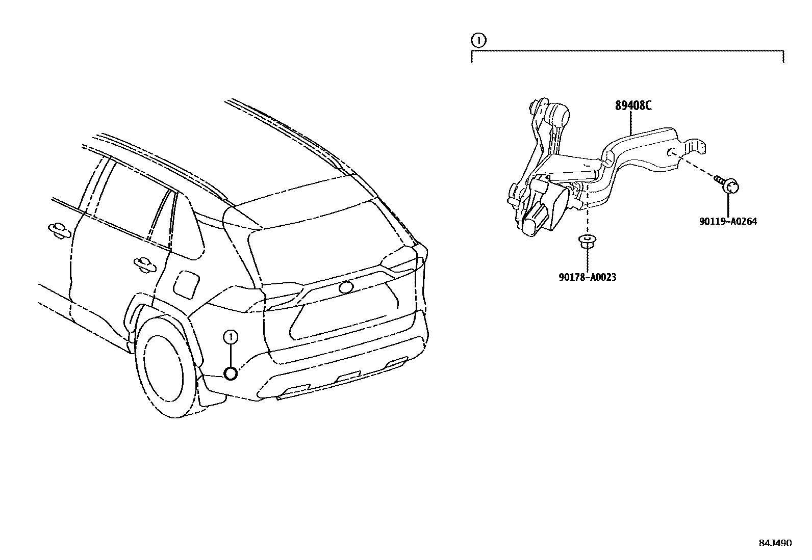 Toyota RAV4 电子高度控制 EPC diagram — 84J490