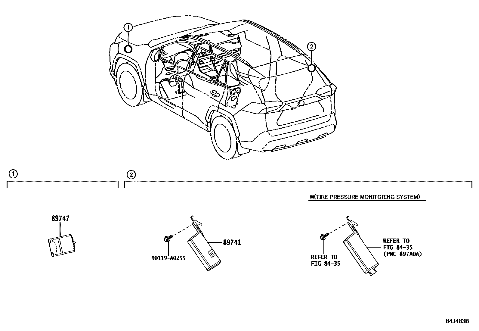 Toyota RAV4 遥控门锁 EPC diagram — 84J483B