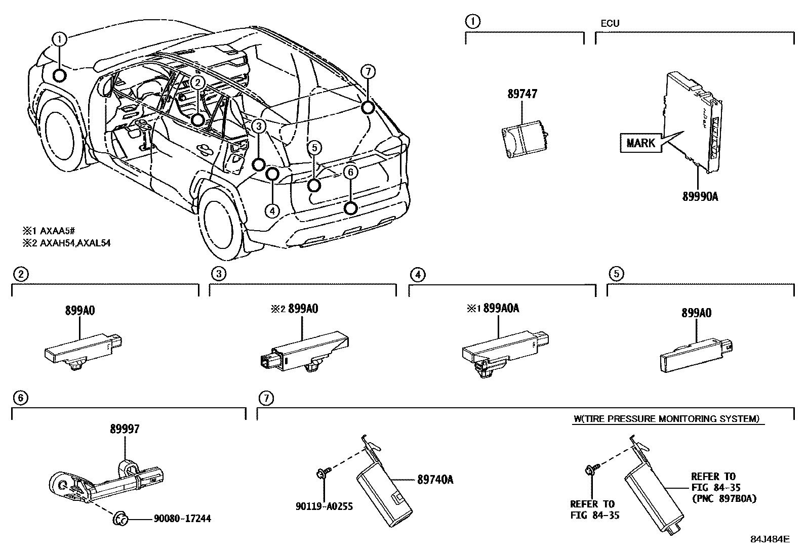 Toyota RAV4 遥控门锁 EPC diagram — 84J484E