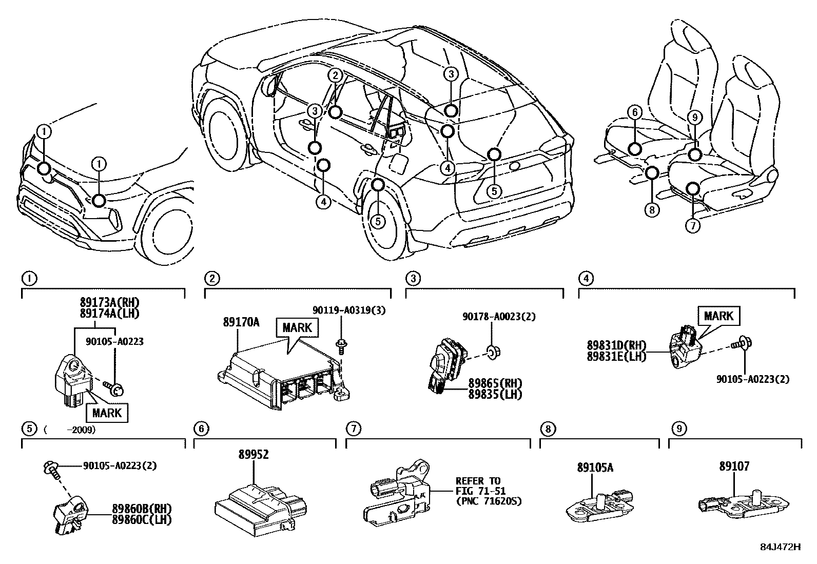 Toyota RAV4 空气囊 EPC diagram — 84J472H