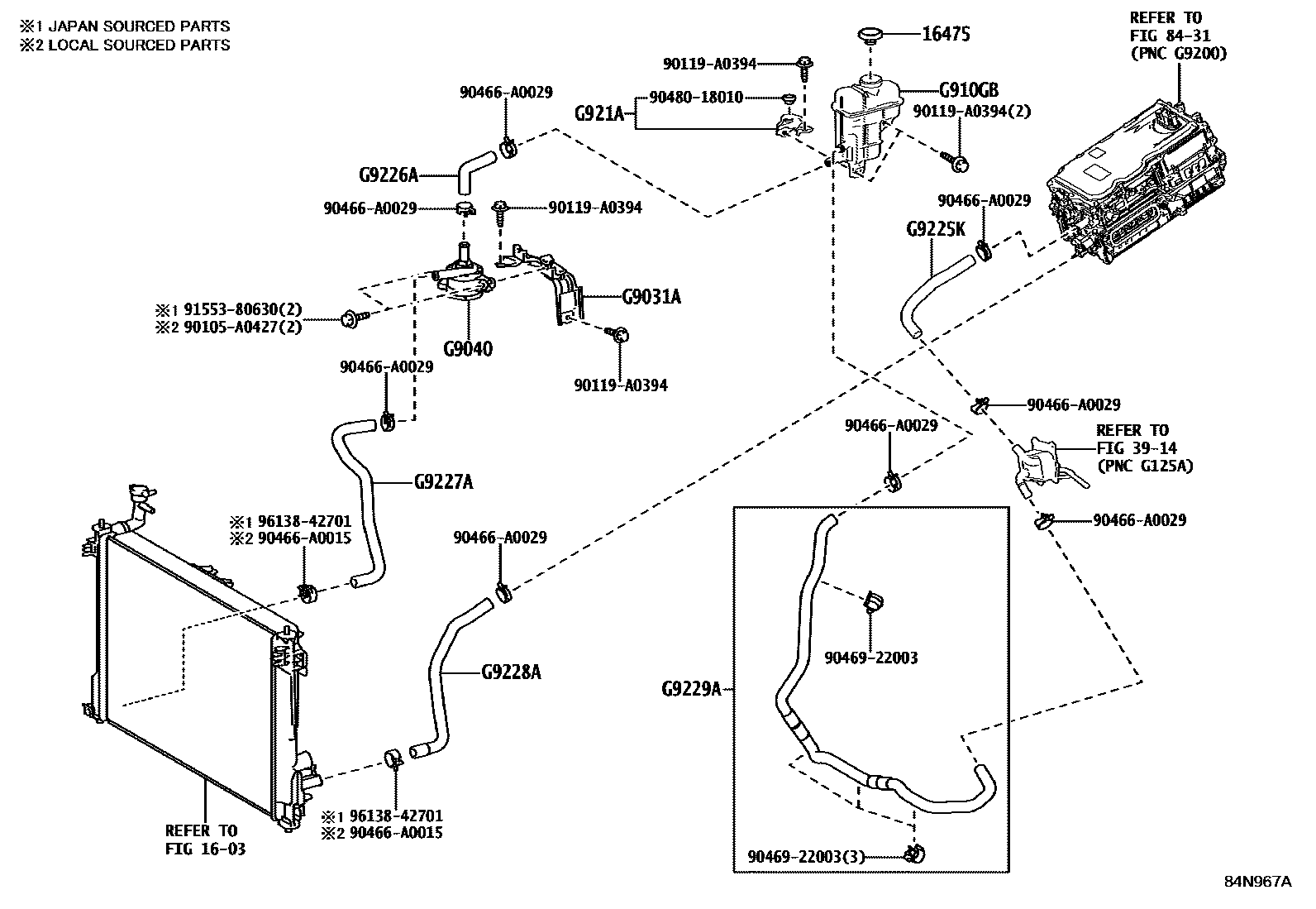Toyota RAV4 逆变器冷却系统 EPC diagram — 84N967A