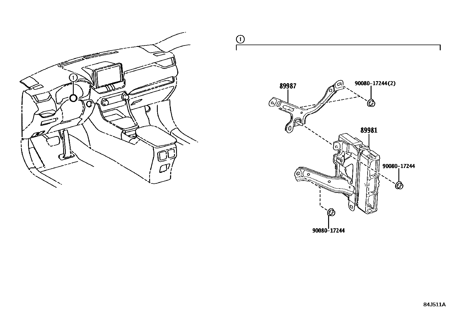 Toyota RAV4 HV控制ECU EPC diagram — 84J511A