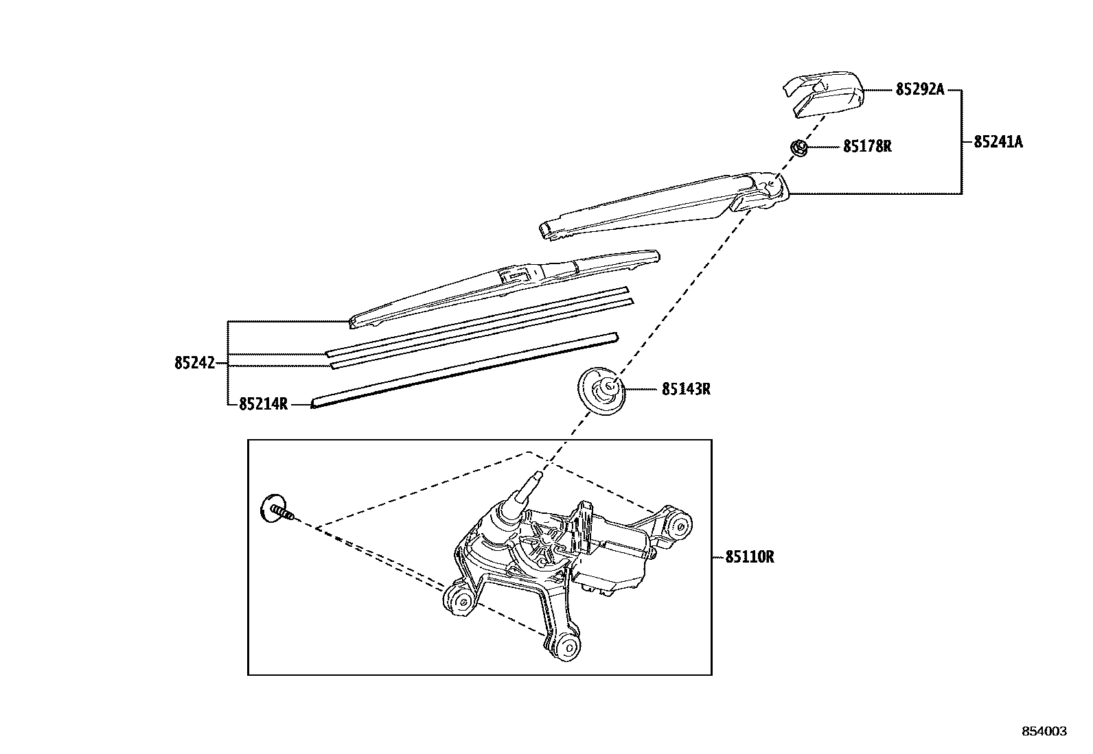 Toyota RAV4 后刮水器 EPC diagram — 854003