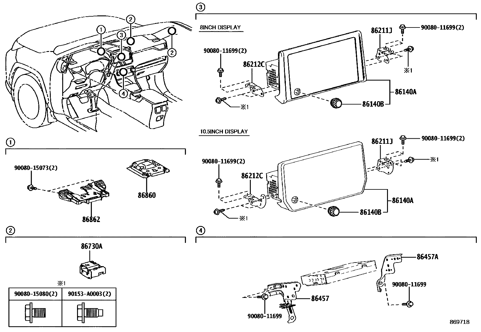 Toyota RAV4 导航和前监视器显示屏 EPC diagram — 869718