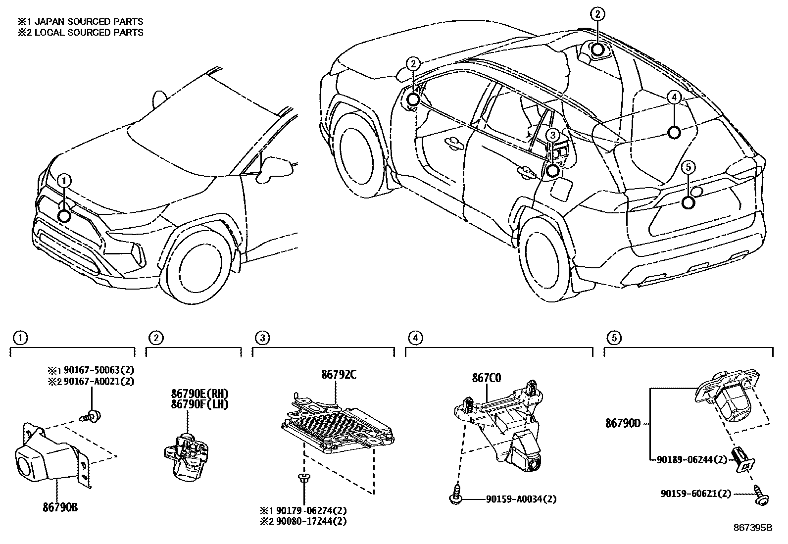 Toyota RAV4 倒车影像和摄像头 EPC diagram — 869776