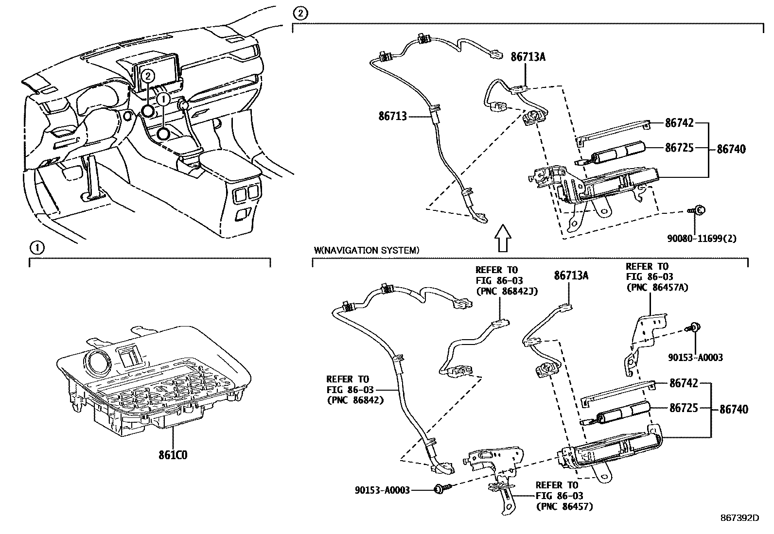 Toyota RAV4 车载电话和呼救装置 EPC diagram — 867392D