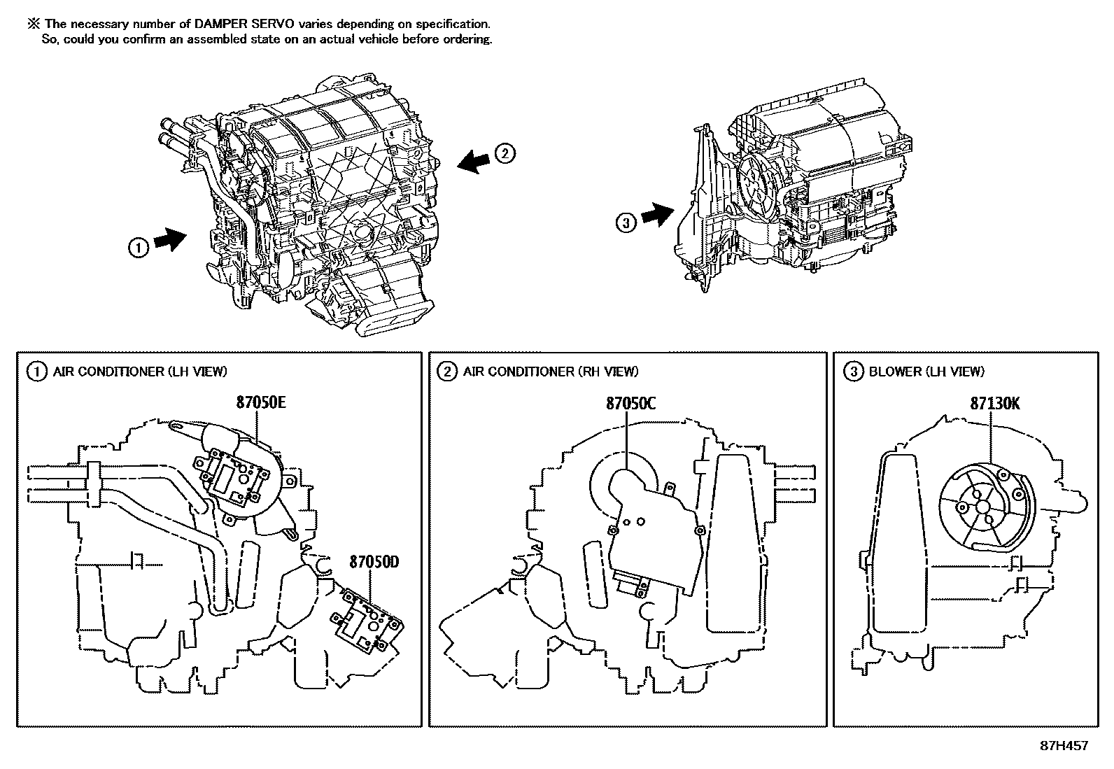 Toyota RAV4 暖风和空调系统 - 冷却器组件 EPC diagram — 87H457