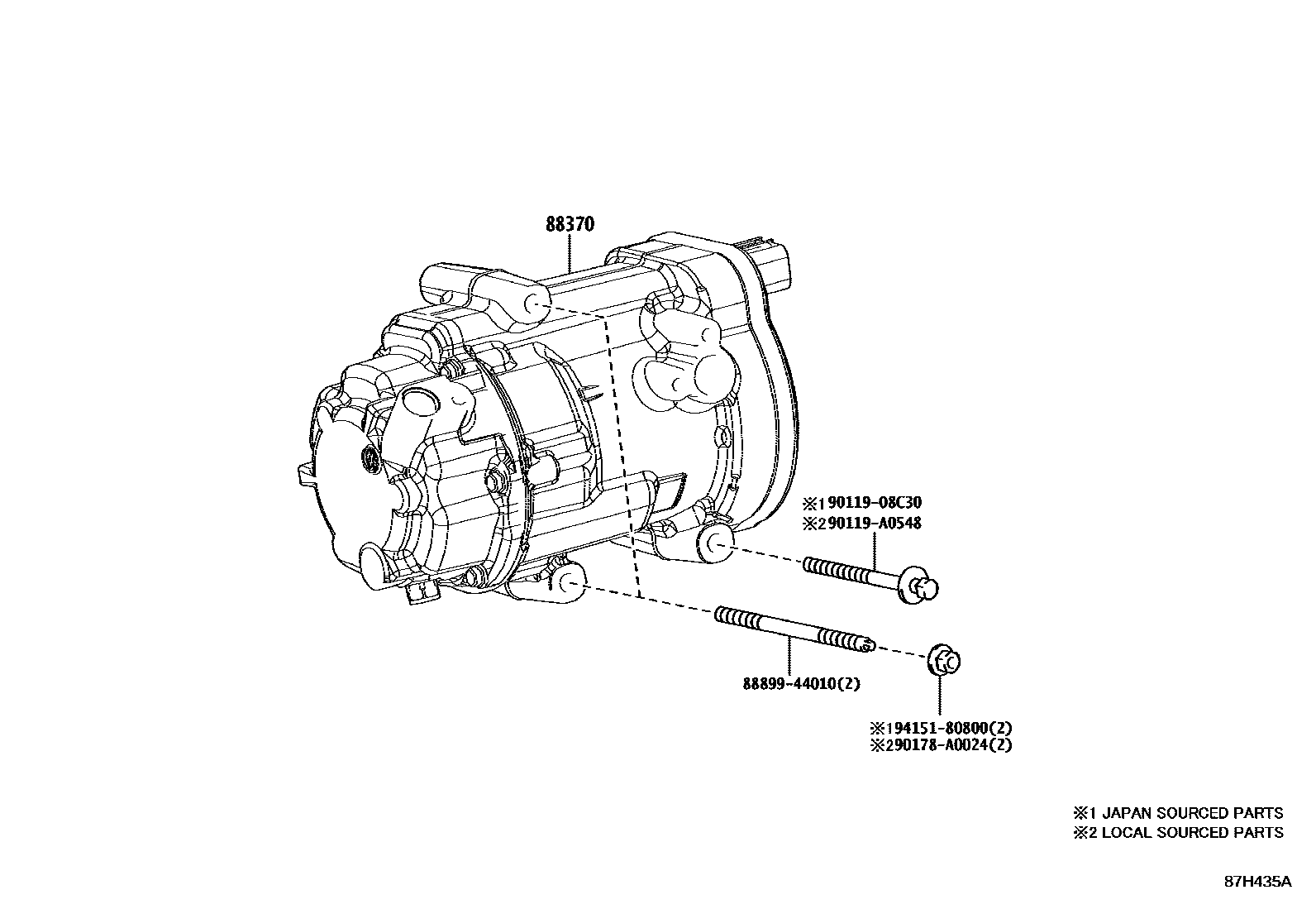 Toyota RAV4 Heating & Air Conditioning - Compressor EPC diagram — 87H435A
