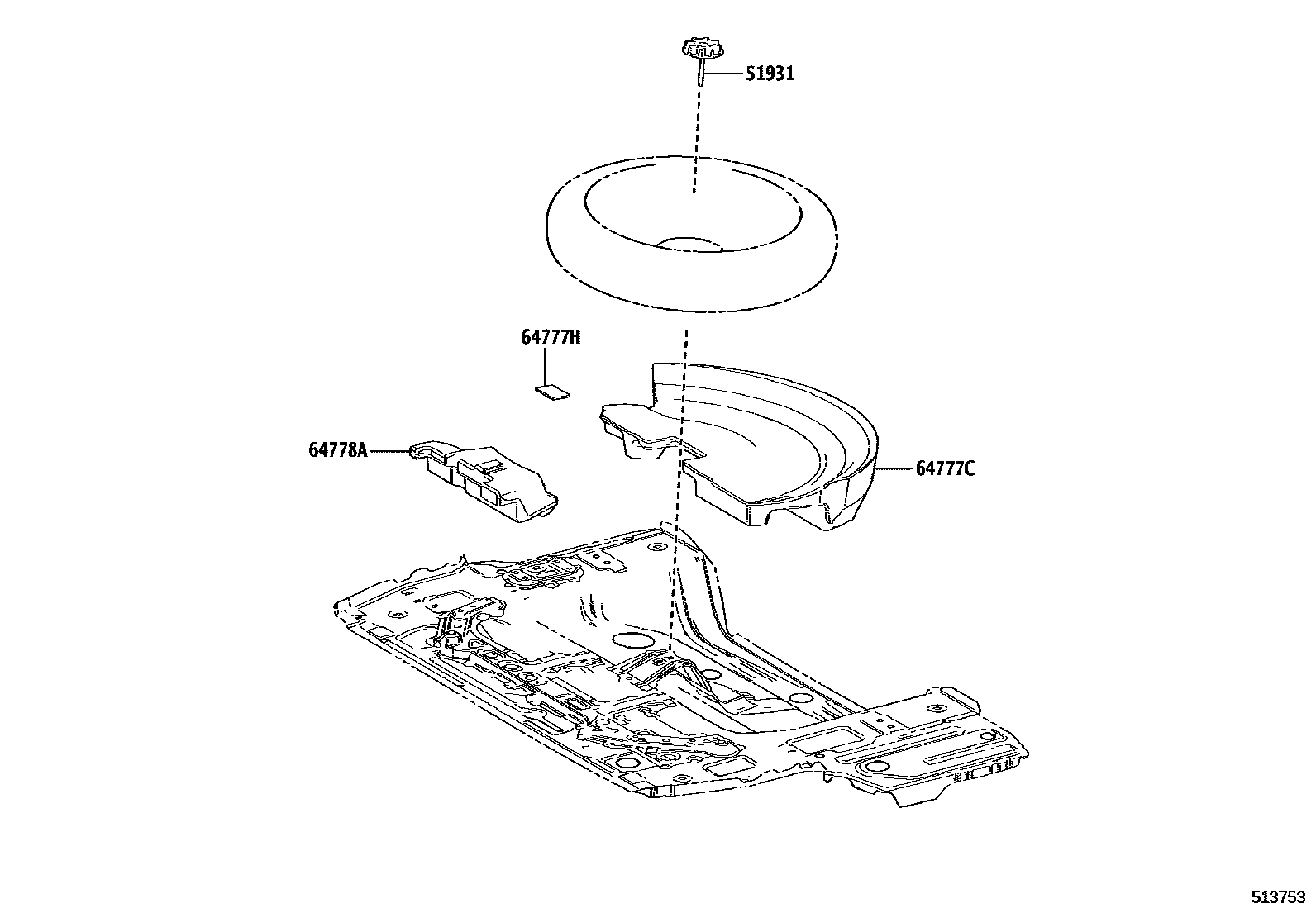 Toyota RAV4 Spare tire rack EPC diagram — 513753