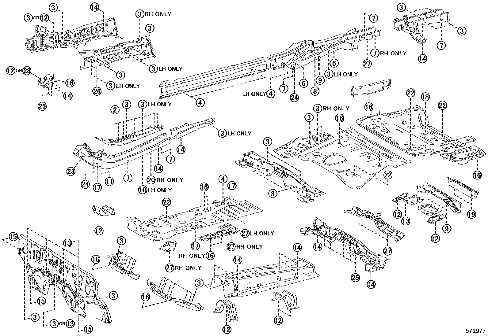 Toyota RAV4 hole plug EPC diagram — 571977