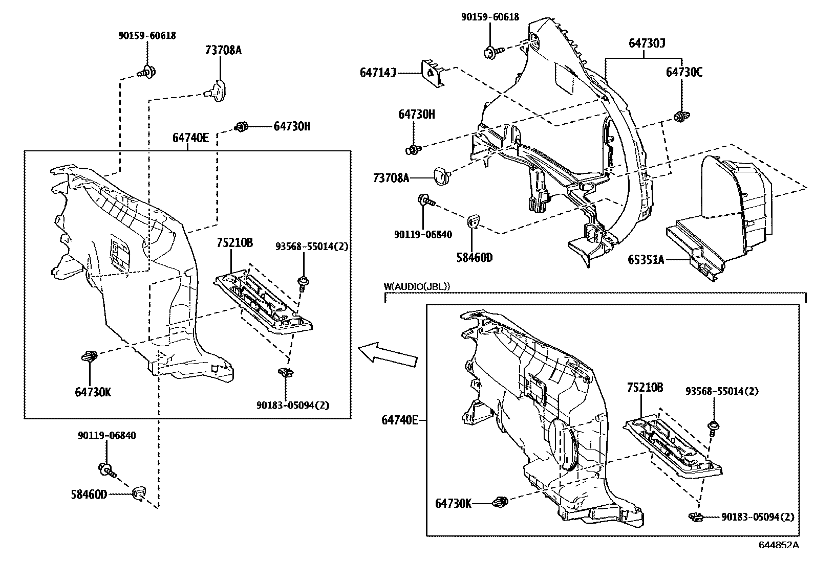 Toyota RAV4 底板和底板装饰罩 EPC diagram — 644852A