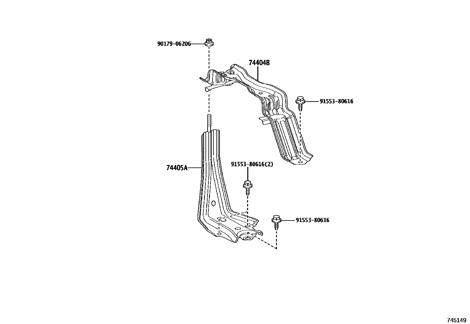 Toyota RAV4 battery holder EPC diagram — 745149